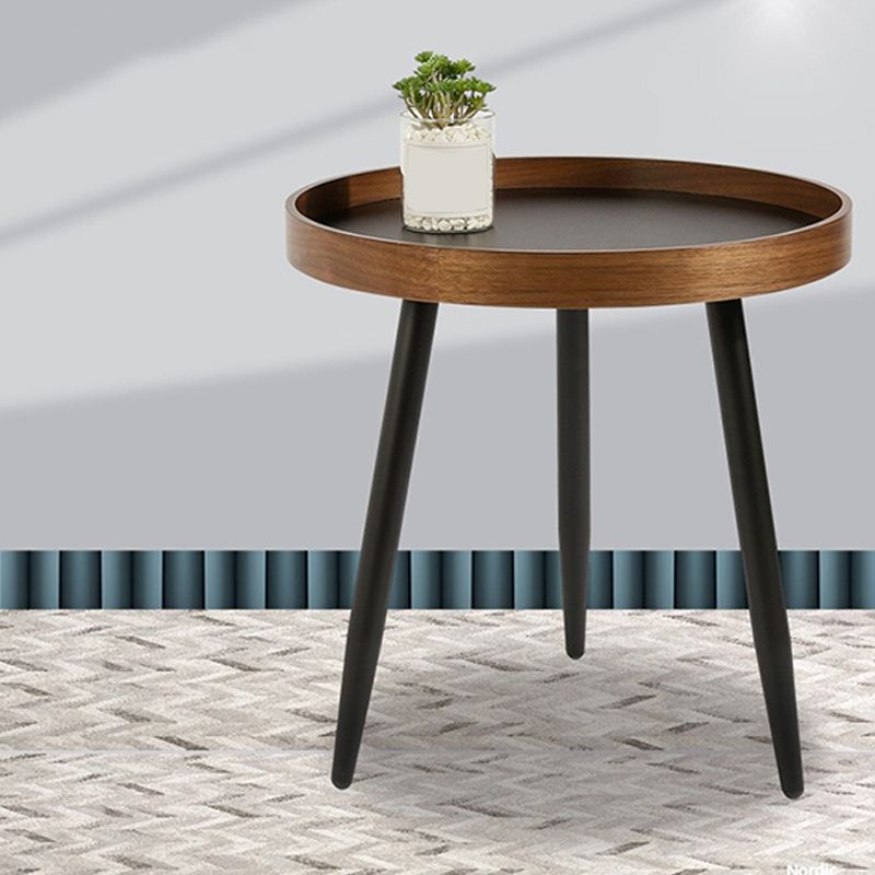 Nordic Round Wood Coffee Table 3 Legs Tray Top Cocktail Table
