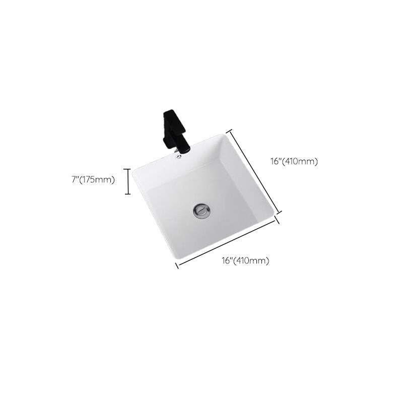 Undermount Bathroom Sink Square Overflow Drain Assemble Sink with Faucet