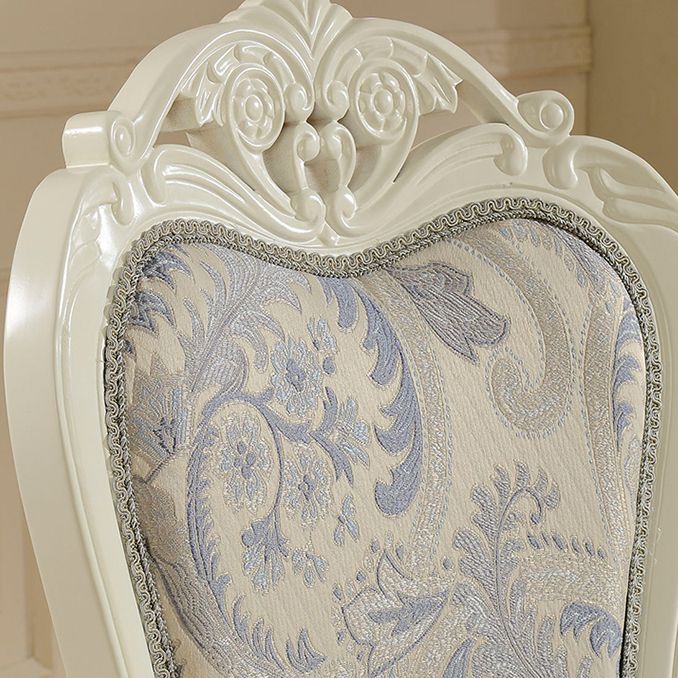 Silla de comedor de tela victoriana con respaldo King Louis y acabado mate (juego de 2)