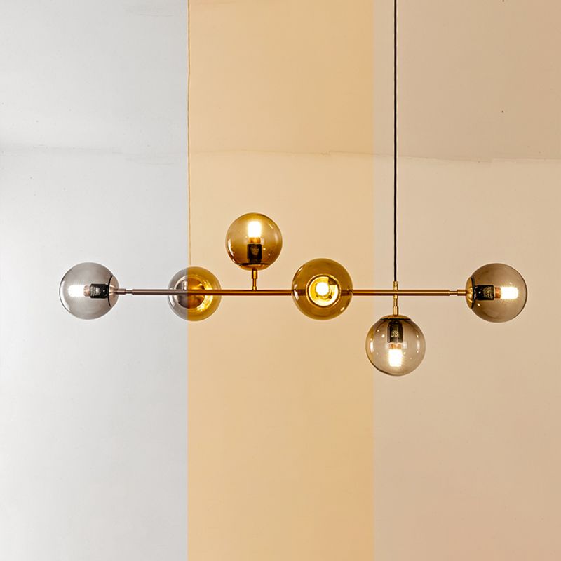 Contemporary Globe Pendant Lights Glass 6 Light Pendant Lighting