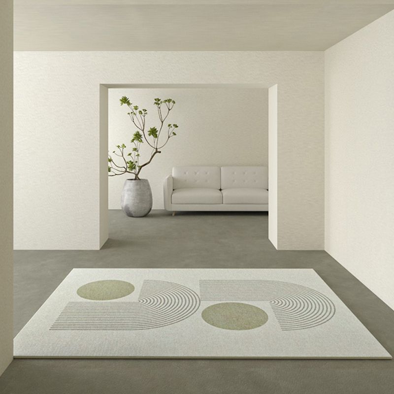 Beige Modern Area Carpet Stripe Print Polyester Area Rug Stain Resistant Rug for Home Decor