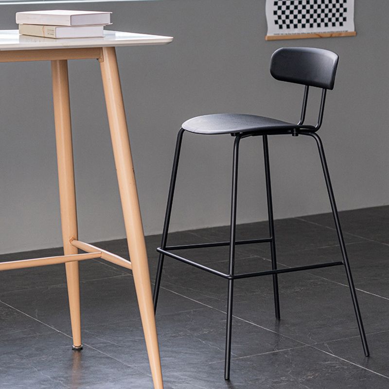 Luxurious Backrest Counter Stool with Metal Base Plastic Armless Cafe Bar Stool
