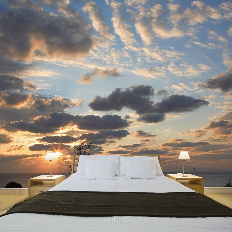 Modern Scenery Evening Clouds Mural Pastel Color Water-Proof Wall Art for Bedroom