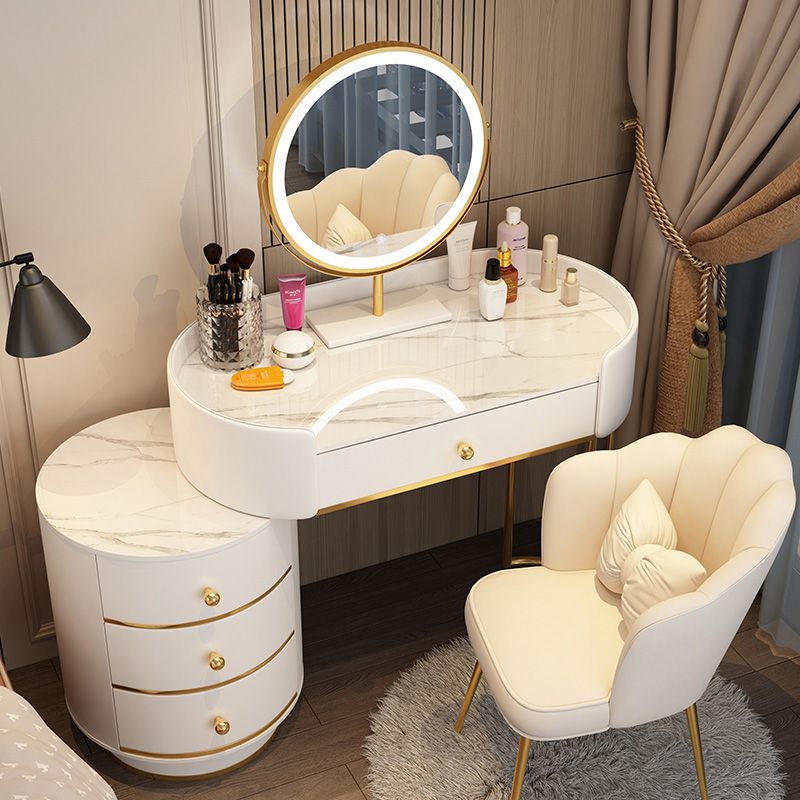 Wooden Makeup Vanity Desk Bedroom Dressing Table Stool Set with Drawer