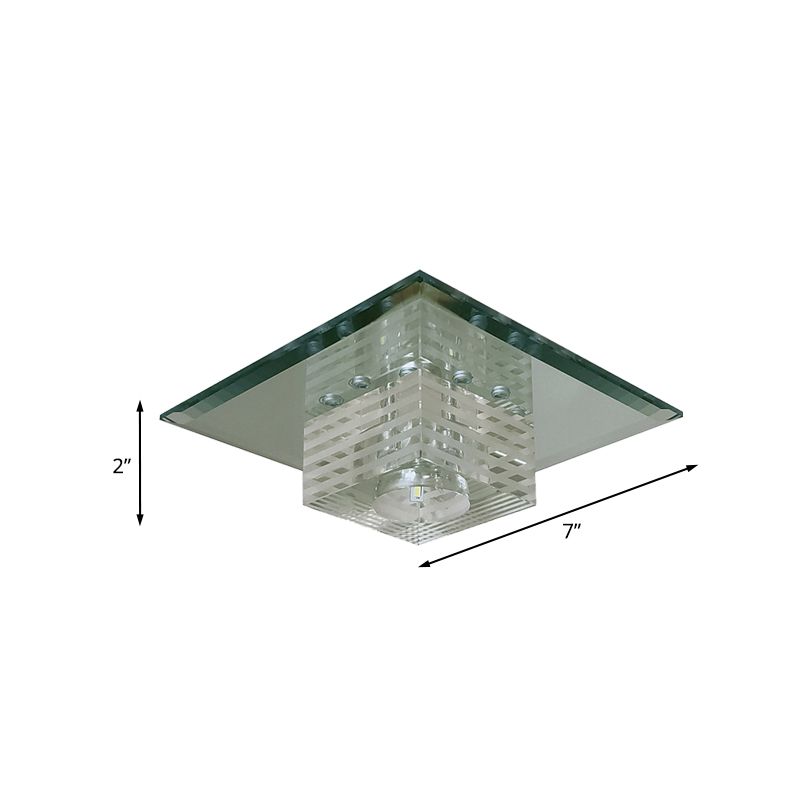 Beveled Clear Crystal Flushmount Lighting Cubic LED Modern Close to Ceiling Lighting Fixture