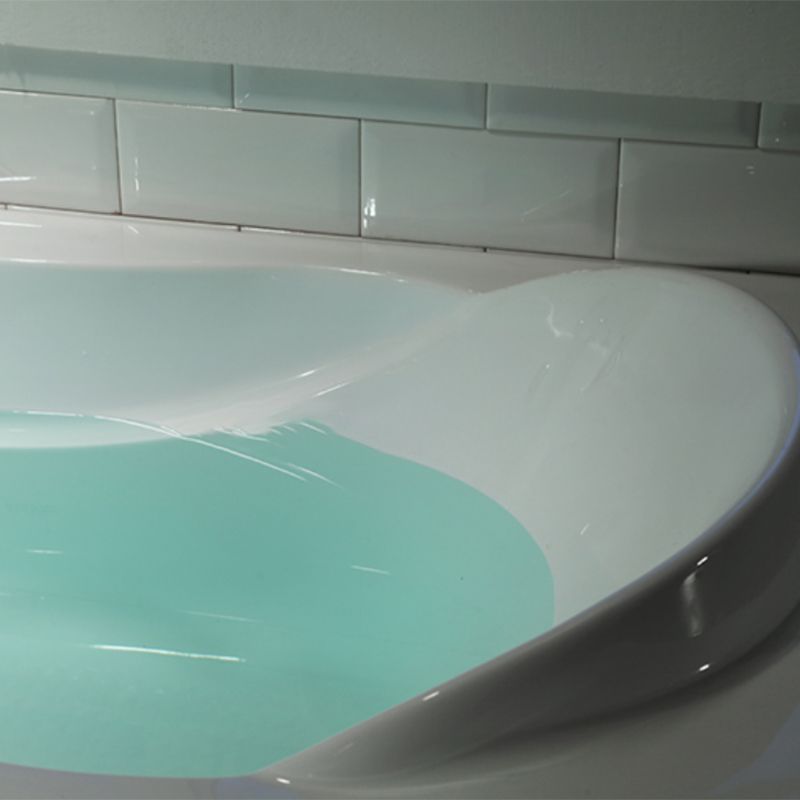 Freestanding Acrylic Bathtub Soaking White Square Modern Back to Wall Bathtub