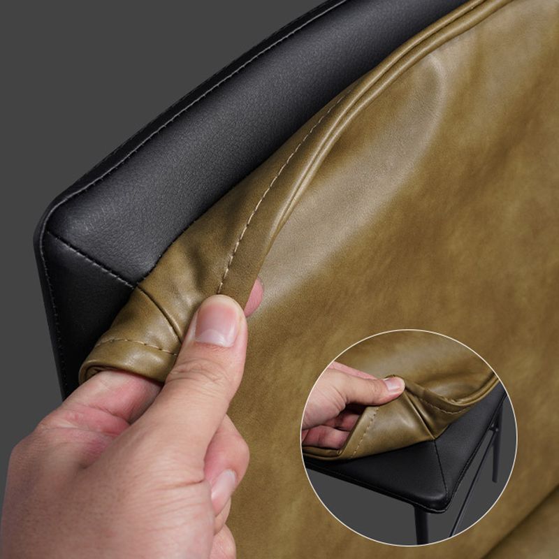 Taburetes de bar de cuero escandinavos con respaldo bajo y asiento cuadrado (juego de 2)
