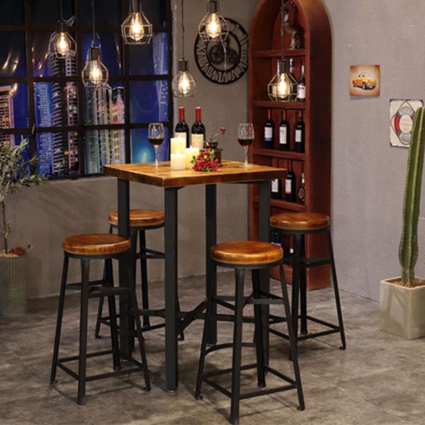 Modern Cafe Bar Height Cocktail Table Square Wood Counter Height Dining Table