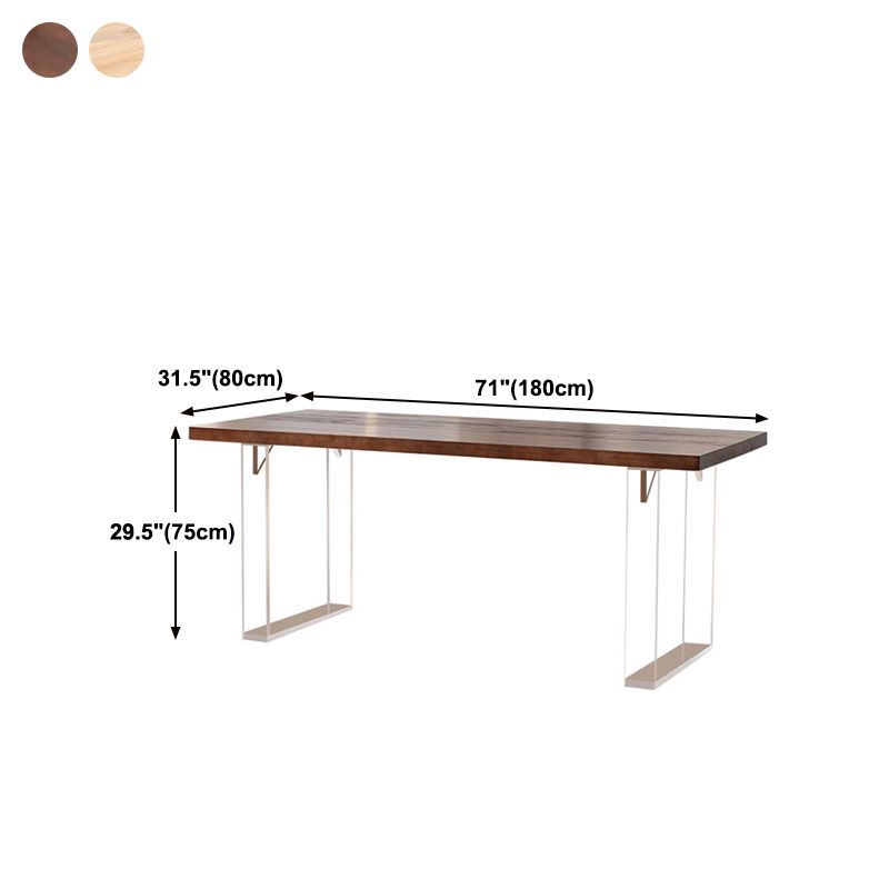 Rectangle Contemporary Standard Height Table Solid Wood Double Pedestal Dining Table