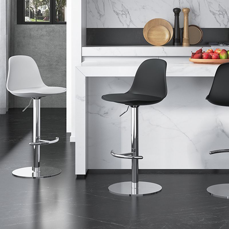 Modern Adjustable Height Swivel Low Back Bar Stool with Metal Base