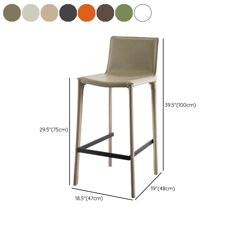 Modern Armless Faux Leather Low Back Bar Stools with Metal Base