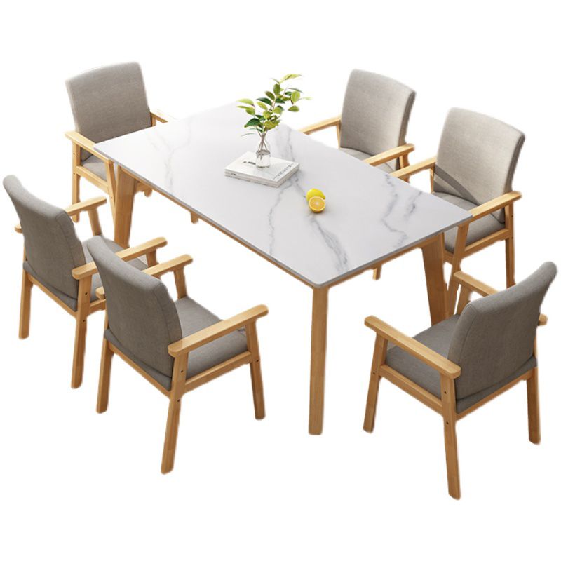 Ensemble de restauration de cuisine en pierre fritrée minimaliste Ensemble de restauration standard blanc avec table de 4 jambes