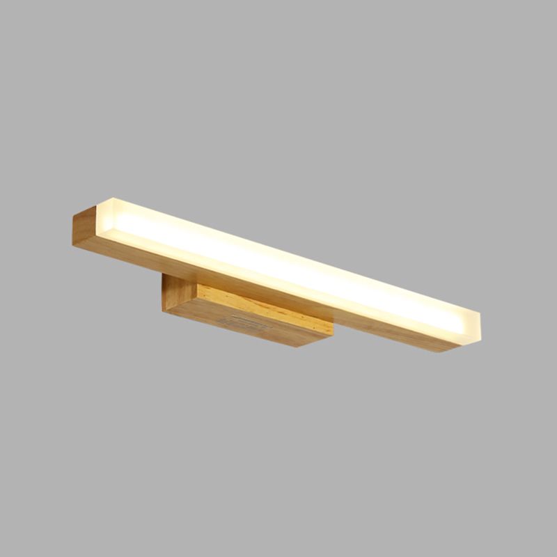 Metal Linear Shade Mirror Wall Lights Modern 1 Head Wall Mount Fixture in Brown