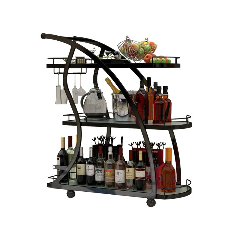 Modern Style Metal Prep Table 31.5"H Rolling Glass Prep Table for Home Use