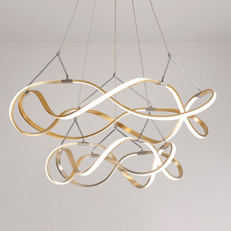 Multi Lights Aluminum Chandelier Lighting Fixtures Modern Style Multi-Tier Pendant Light