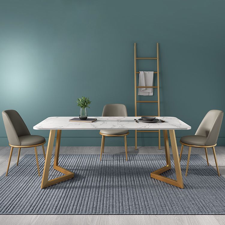 Sala da pranzo in pietra sinterizzata fissata set con mobili per sala da pranzo a 4 gambe metalliche per casa