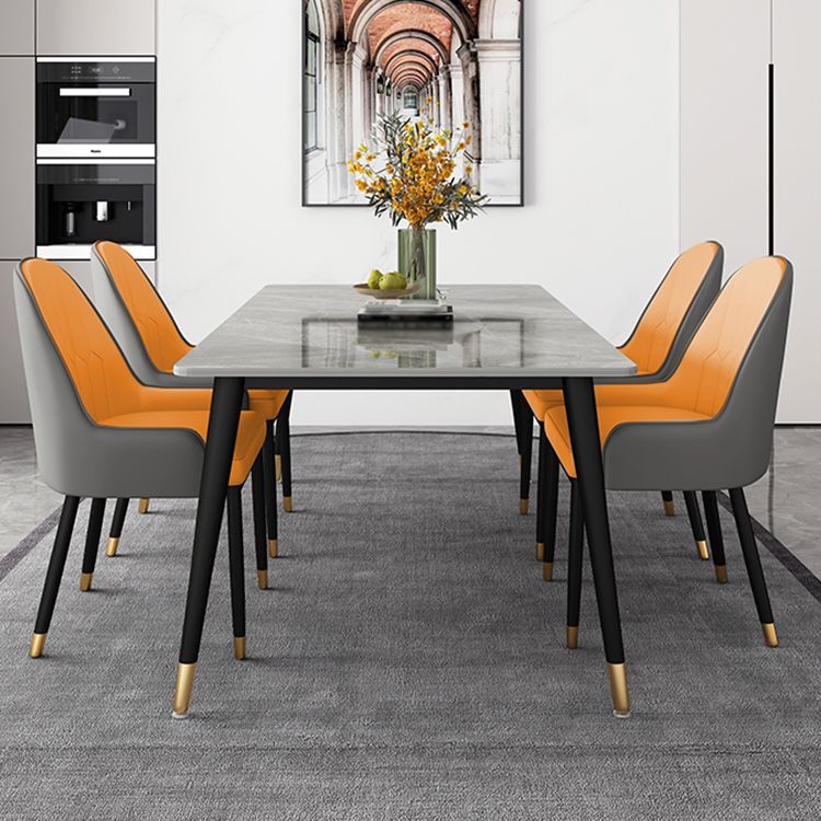 Contemporary Style Stone Dining Table Rectangle 4 Legs Table for Dining Room