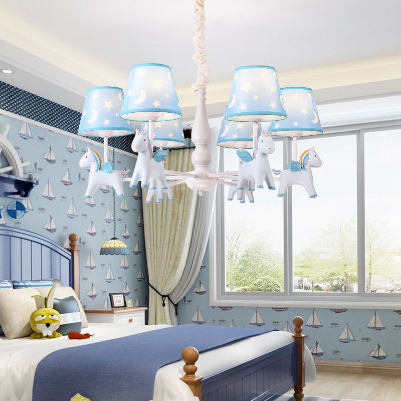 Éclairage de plafond de style arc-en-ciel, luminaire de lustre à chambre à coucher avec une teinte en tissu conique