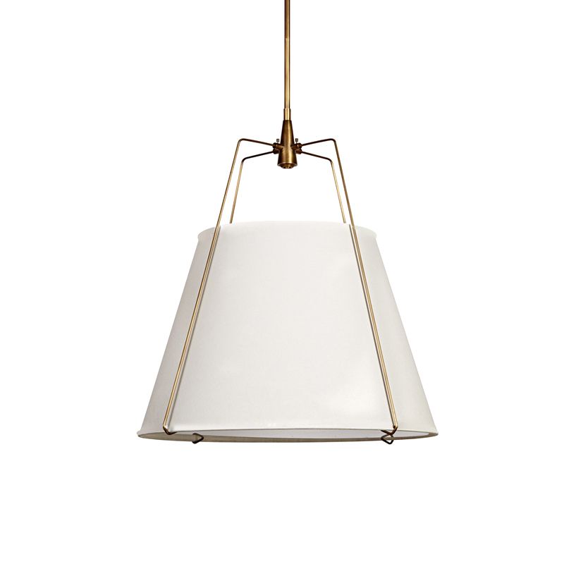Fabric Cone Hanging Lamp Vintage 2 Lights Dining Room Chandelier Pendant Light in White