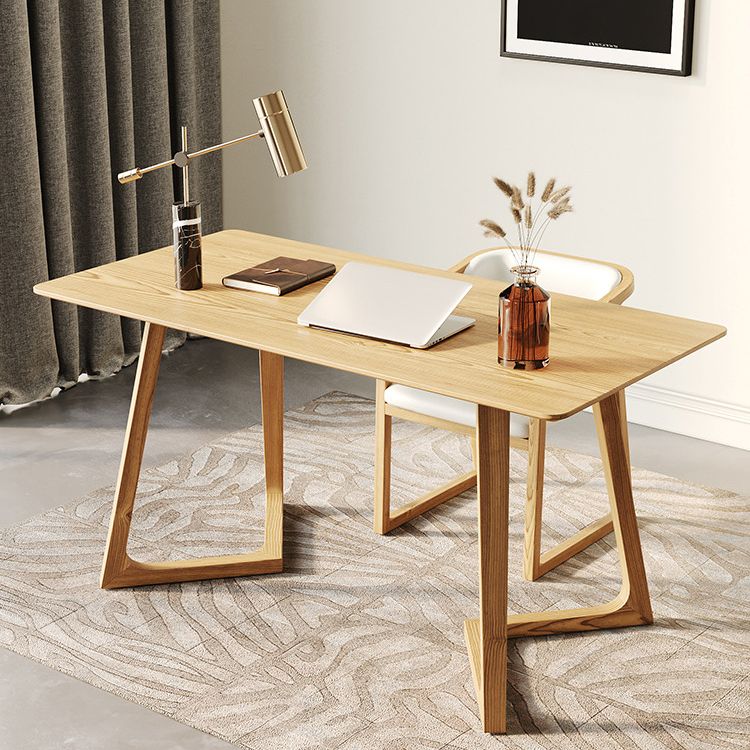 Moderne dennenhouttafel voor restaurant rechthoek binnen tafel met dubbele voetstuk