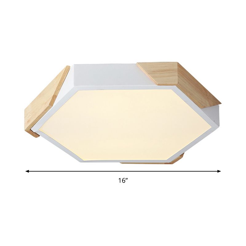 Slim Panel Hexagon Plafond Licht Macaron Loft Acryl LED Groen/Pink/wit/Geel Flush Mount Light in Warm Licht voor Kindergarten