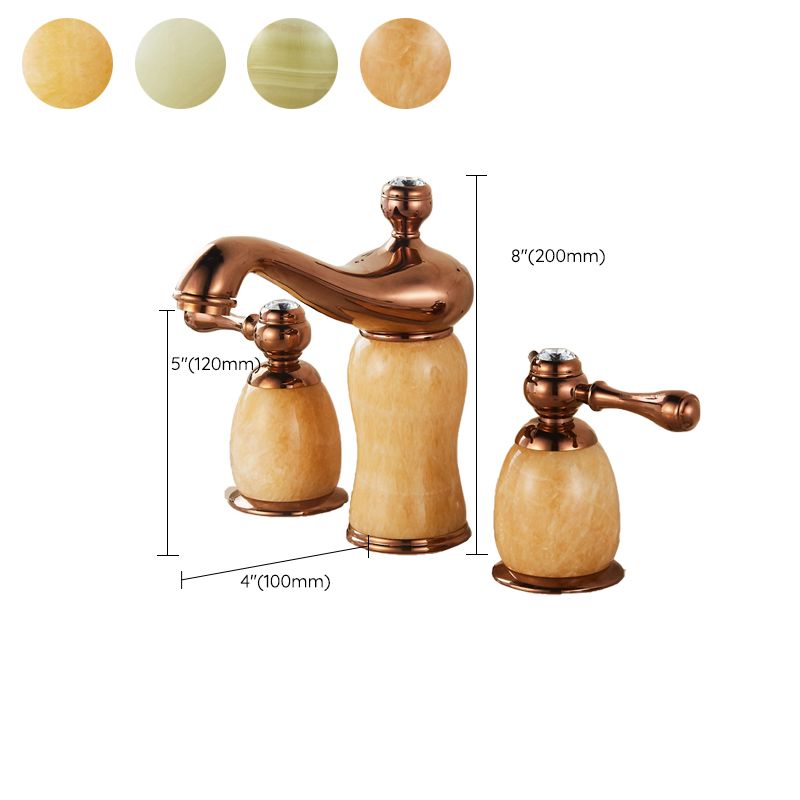 Widespread Bathroom Faucet Low Arc 3 Holes Lever Handles Faucet
