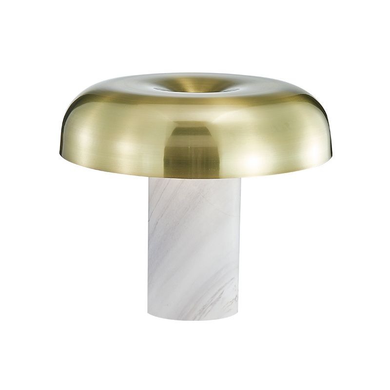 Fungo tavolo da tavolo leggero marmo minimalista in marmo a 1 luci bianca e bronzo lampada notturna