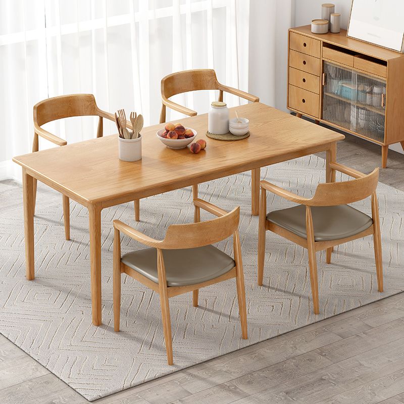 Rectangle Simplicity Dining Table Wood Color Fixed Table of Pinewood Solid Wood