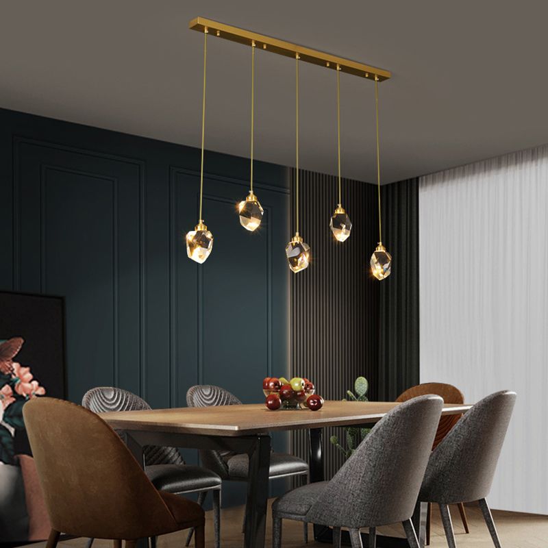 Contemporary Style Geometry Shape Island Lights Crystal Pendant Lights in Gold