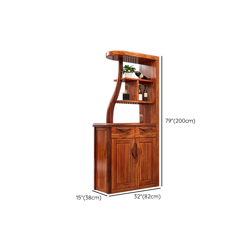 Solid Wood Cabinet in Brown 78.74" Tall Accent Cabinet with Drawers and Shelves