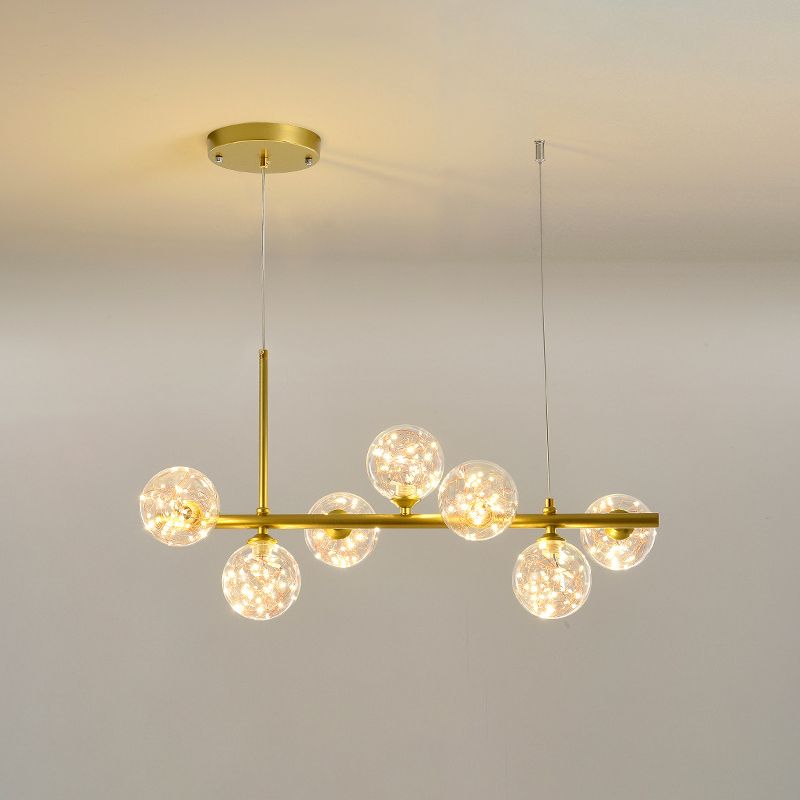 Modern Kitchen Island Lighting Oval Metal Island Ceiling Light with Glass Shade