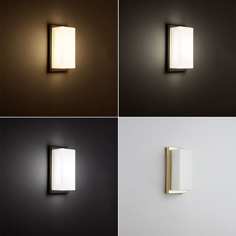 1-Light Retangular Wall Sconce Modern Simple Style LED Wall Lighting in Gold