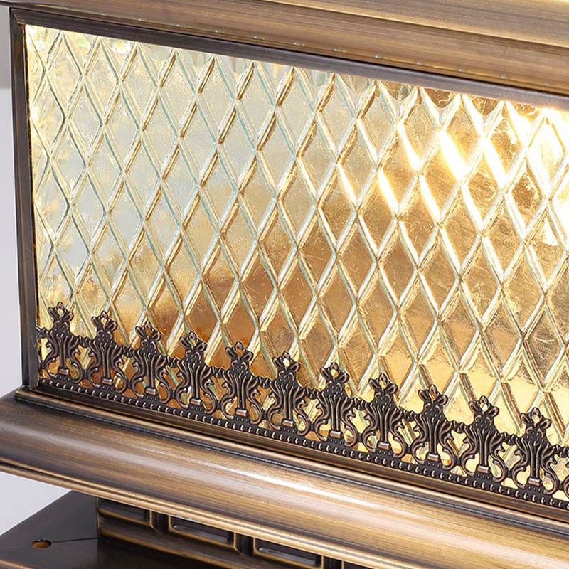 Square Shape Pillar Lamp Contemporary Brass Outdoor Waterproof Light