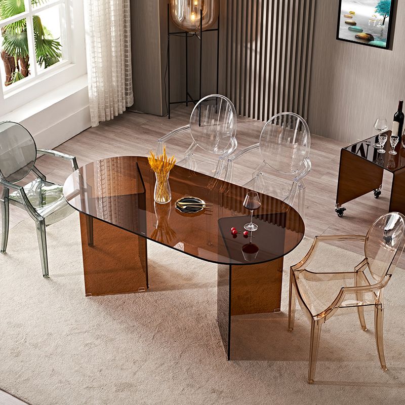 Modern Tempered Glass Dining Table Glass Base for Dining Room