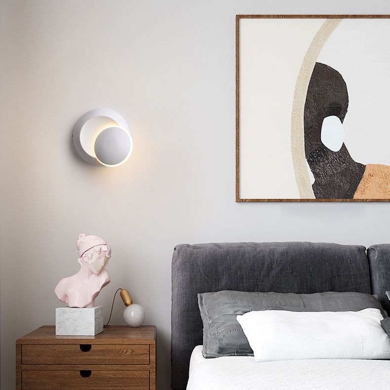 New Modern Aluminum 1-Light Wall Mount Lamp Adjustable Round Wall Sconce for Bedroom