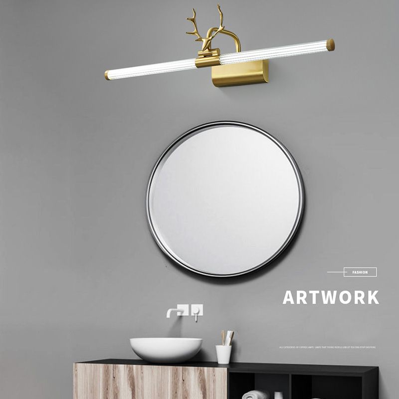 Golden Postmodern Antlers Wall Sconce One-Blub Metal Wall Mounted Lamps for Bathroom