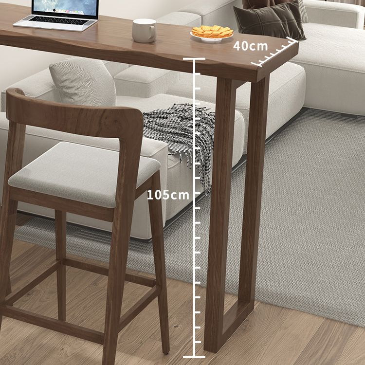 Modern Indoor Rectangle Solid Wood Sled Bar Dining Table in Brown