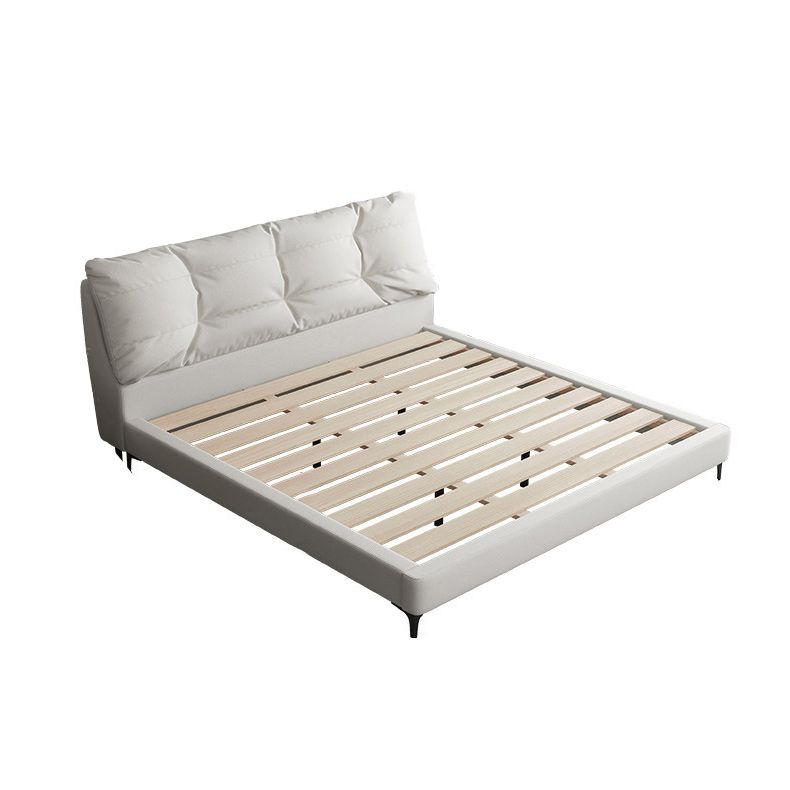 White Modern Standard Bed Foam Bed Frame with Custom Gold Legs
