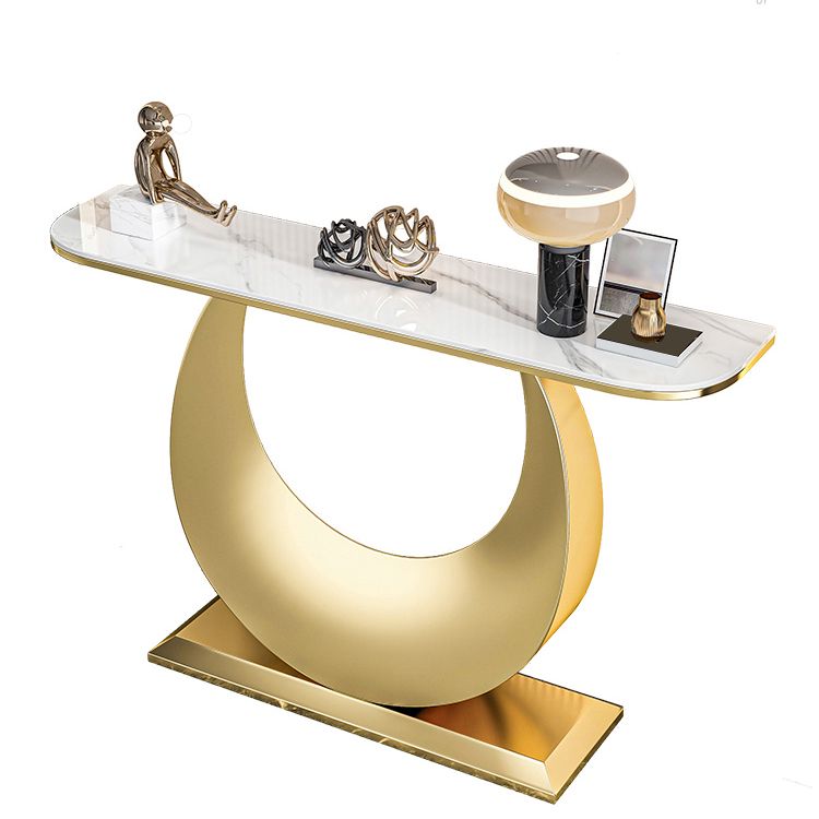 Glam Stone Accent Table Scratch Resistant Sofa Console Table for Hall