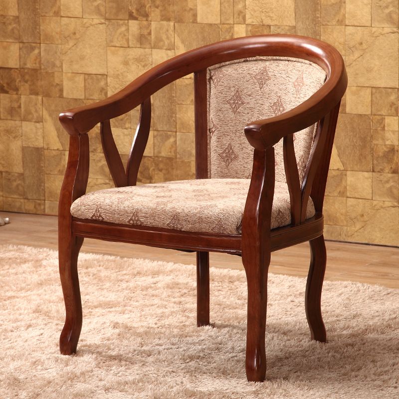 Traditional Style Dining Chair Upholstered Solid Wood Base Arm Chair for Home