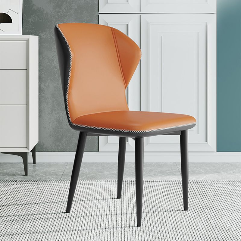 Contemporary Kitchen Armless Chairs Wingback Side Side Chair with Metal Legs