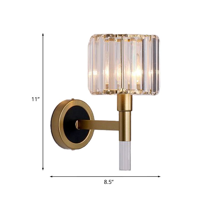 Column Living Room Sconce Light Contemporary Clear K9 Crystal 1 Light Gold Wall Mount Lamp