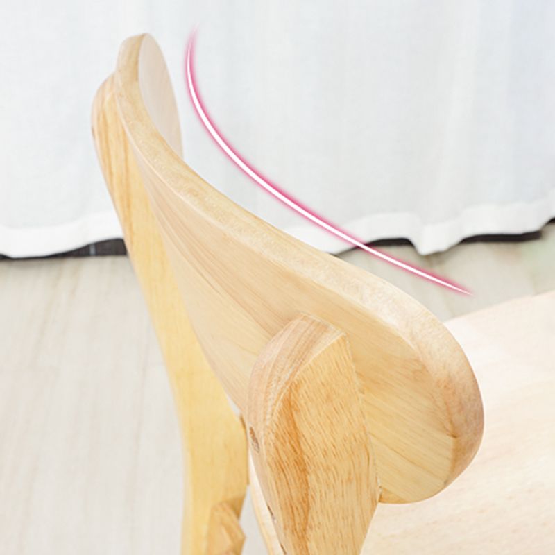 Chaise d'appoint en bois scandinave Home Chaise de salle à manger à dossier ouvert naturel (Ensemble de 2)