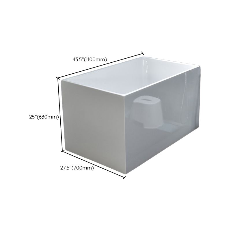 Modern Rectangular Stand Alone Bath Acrylic Soaking White Bathtub