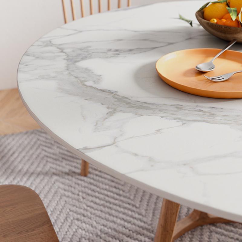 Solid Wood Pedestal Dining Table Modern Round Dining Table in White