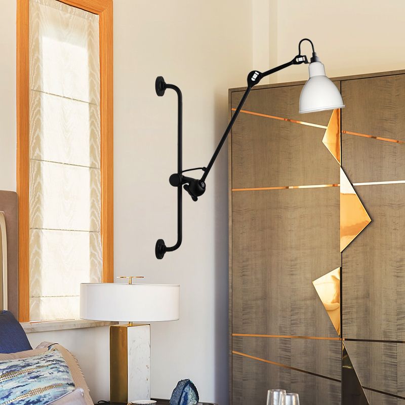 Tombre de cúpula negro/negro Luz de pared Modernista 1 Cabeza Lámpara de pared ajustable metálica para el comedor