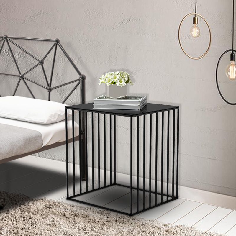 Mid-Century Metal Frame Rectangular Metal Wrap Living Room Side Table