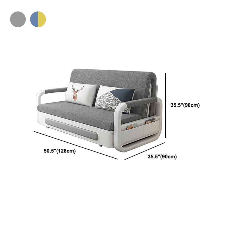 Washable Linen Square Arm Sofa Bed Standard Foldable Sofa for Living Room