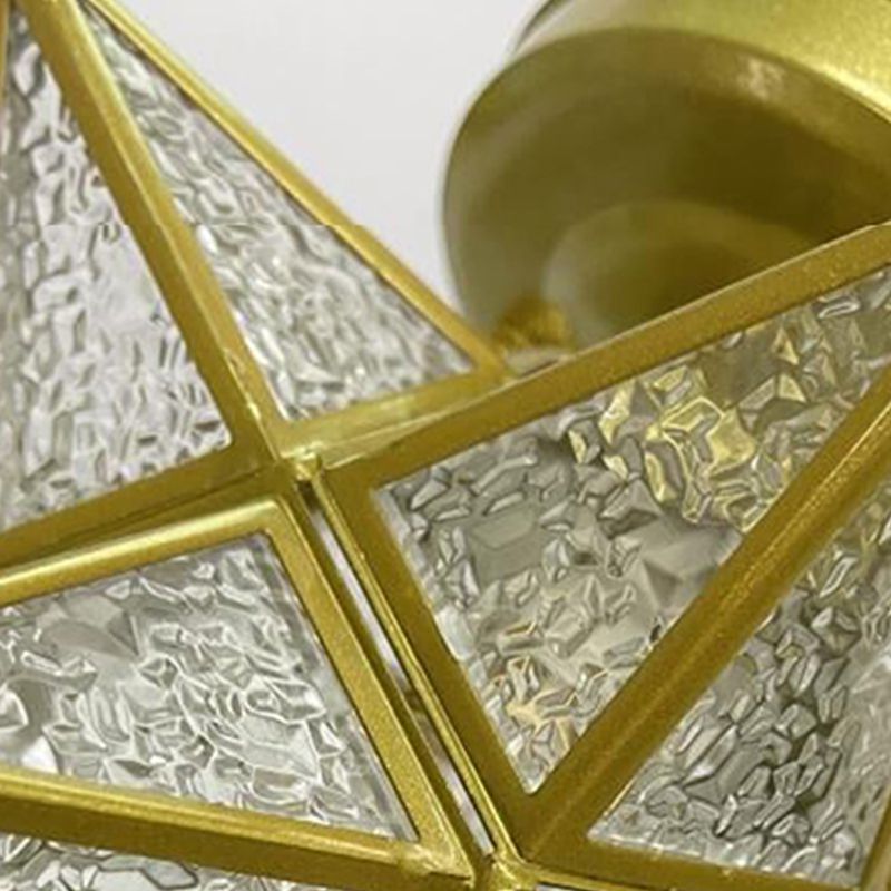 Glass Star Ceiling Mount Light Fixture Vintage Aisle Ceiling Lamp in Gold