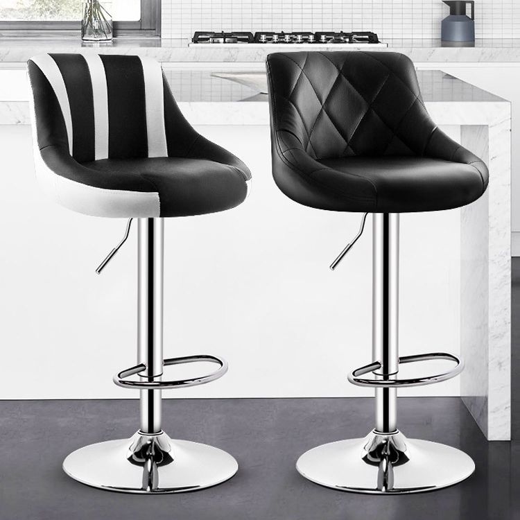 Taburete de murciélago de cuero moderno para interiores, taburete ajustable con respaldo y altura para mostrador